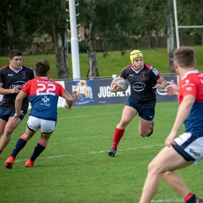 Jugadores de rugby durante un torneo en Europa.